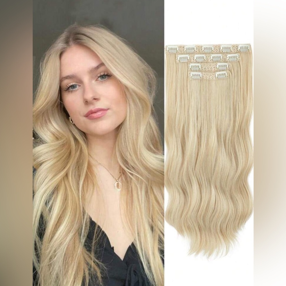 20 In Clip In light  Blonde #613 Wavy Long Hair Extensions For voluminous hair